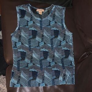 Vintage rave Blue and Black Patterned Tank Top